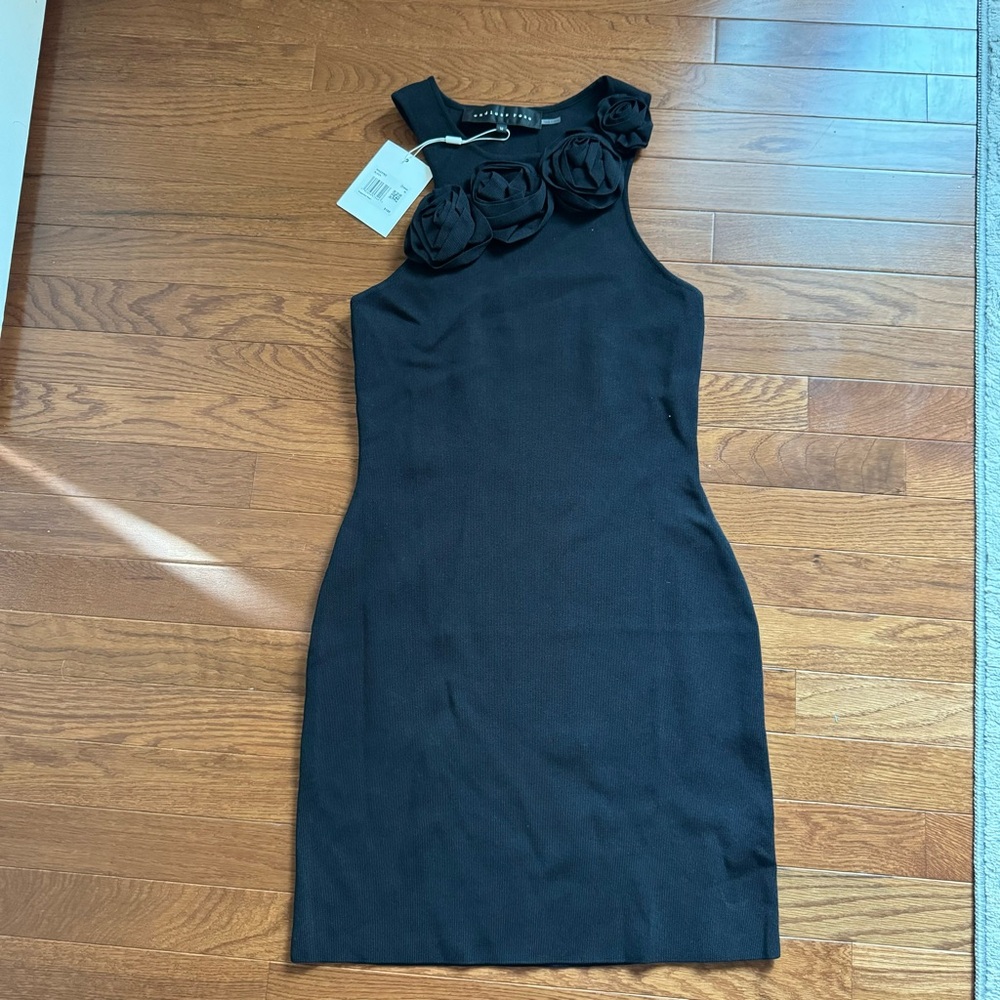 Endless Rose Black Mini Dress with Floral Details